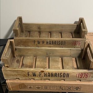Vintage Wooden Crates with F.W.P. Harrison Print